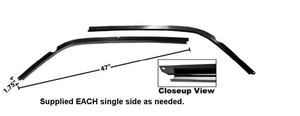 Drip Rail Support: 67-9F SIDE Coupe (each)